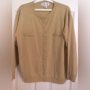 Gold Button-Up Women's Sweater XL